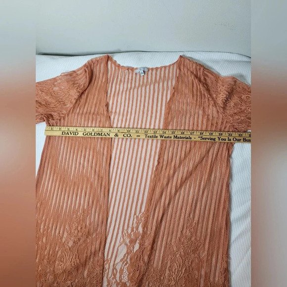 Iris Boho Lace Crochet Tangerine Orange Floral Coverup sz L - Picture 6 of 7